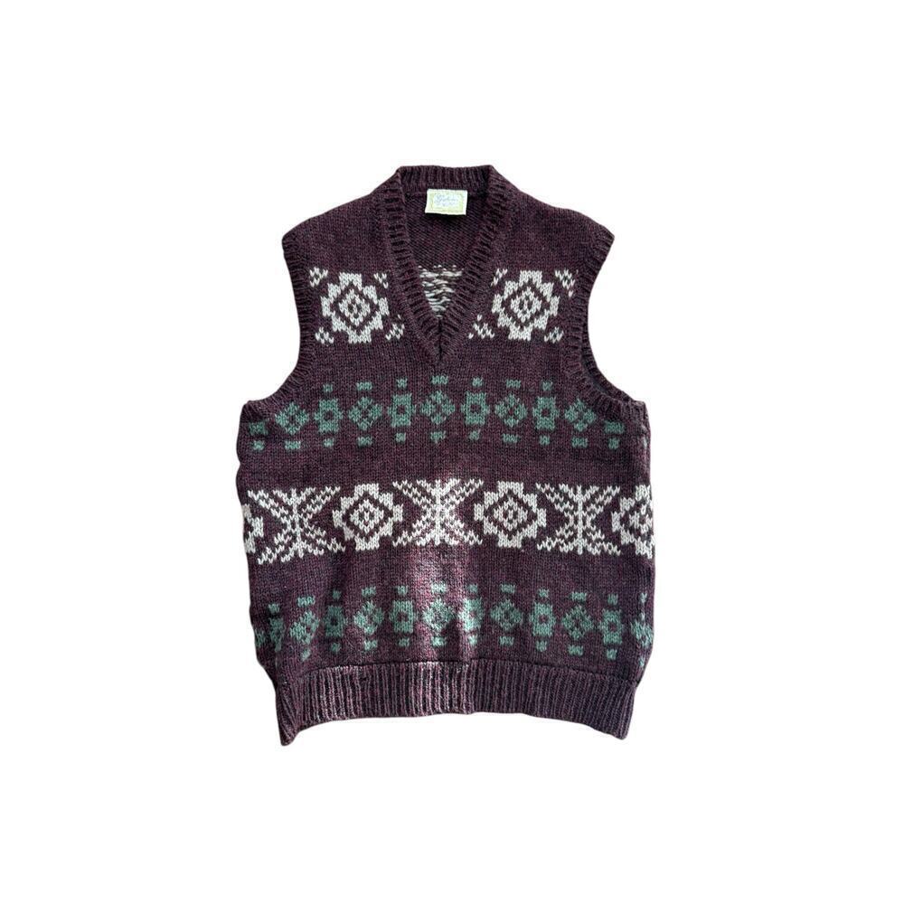 Vintage Gaeltarra Loomed In County May Ireland V-Neck Vest Sweater Size